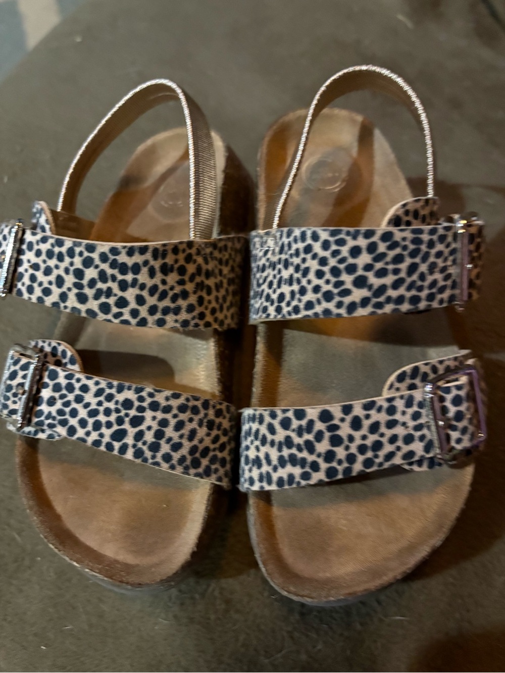 Wonderkids Black and White Leopard Print Kids Sandals